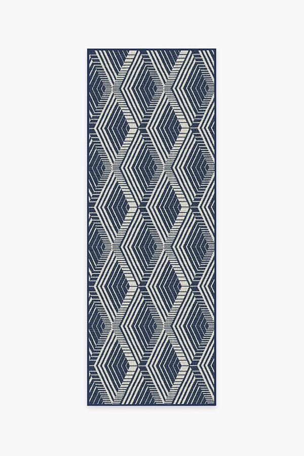Outdoor Motus Diamond Navy Rug 2.5'x7' | Stain-Resistant