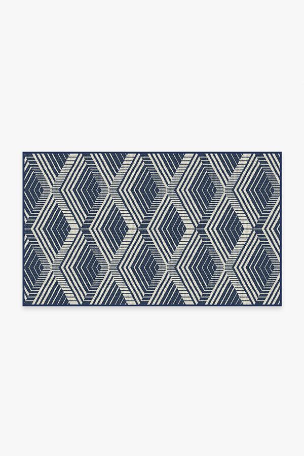 Outdoor Motus Diamond Navy Rug 3'x5' | Stain-Resistant