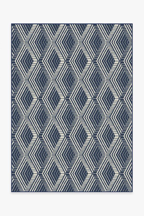 Outdoor Motus Diamond Navy Rug 5'x7' | Stain-Resistant