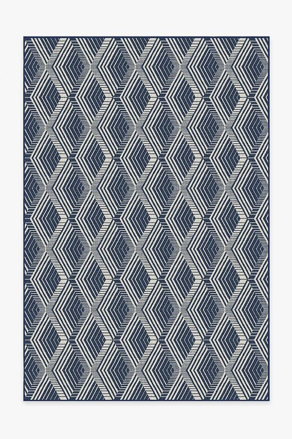 Outdoor Motus Diamond Navy Rug 6'x9' | Stain-Resistant