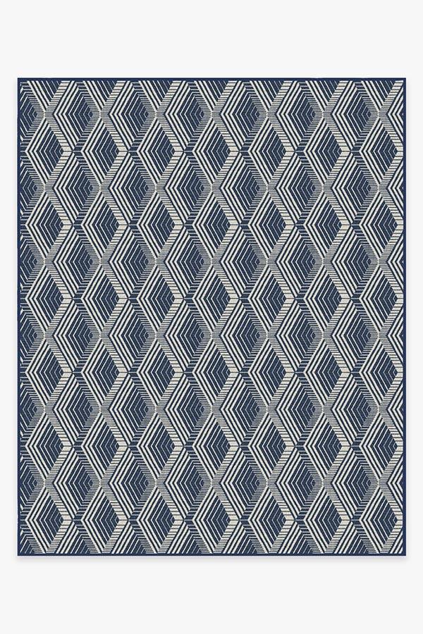 Outdoor Motus Diamond Navy Rug 8'x10' | Stain-Resistant
