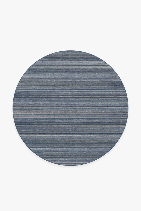Multi Stripe Blue Rug 6' Round | Stain-Resistant