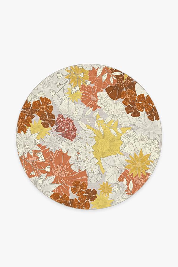 Nani Orange Cream Rug 6' Round | Stain-Resistant