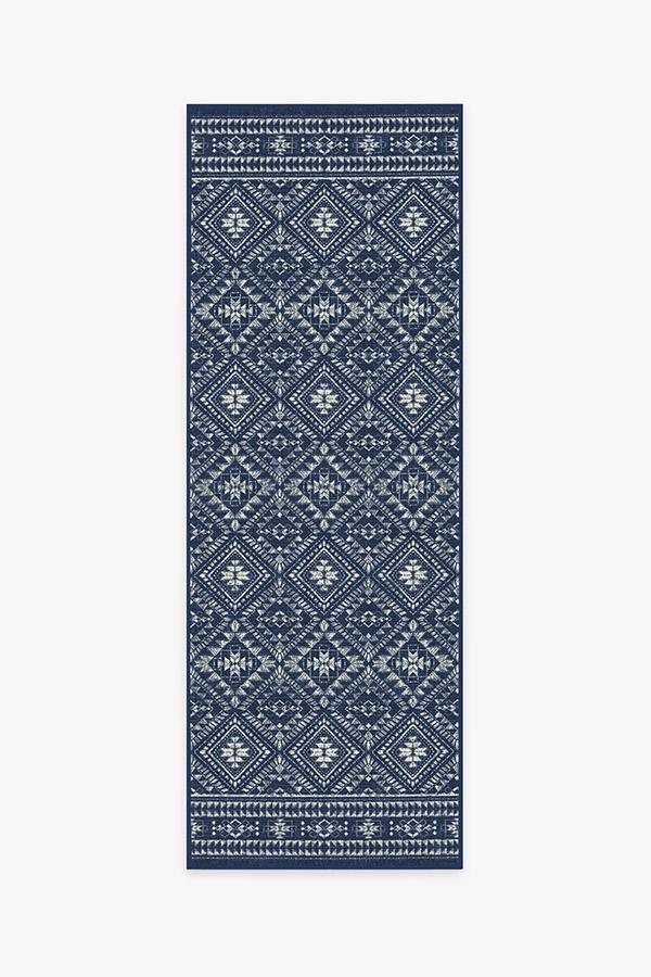 Outdoor Nomada Navy Rug 2.5'x7' | Stain-Resistant