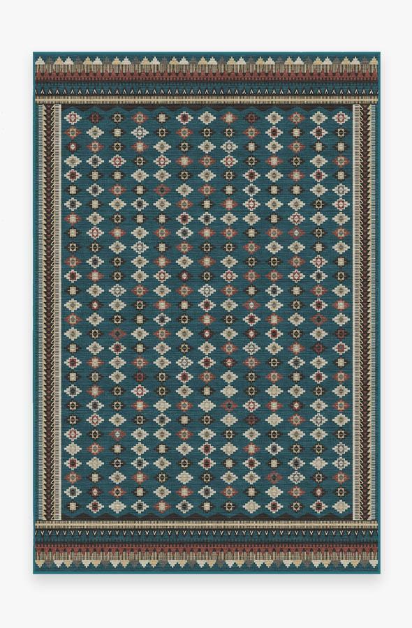 Noorani Teal Blue Rug 6'x9' | Stain-Resistant