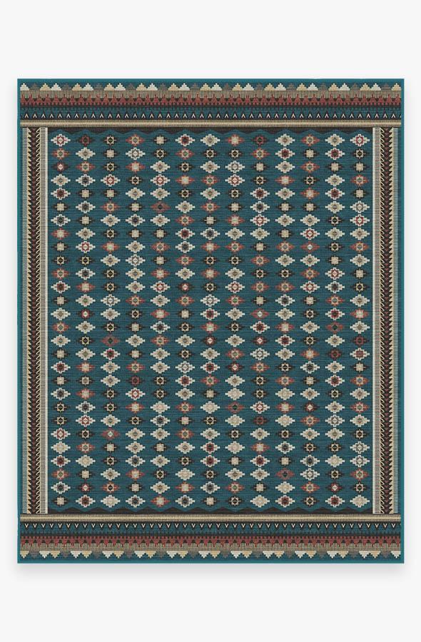Noorani Teal Blue Rug 8'x10' | Stain-Resistant
