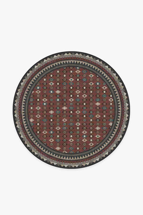Noorani Vintage Red Rug 6' Round | Stain-Resistant