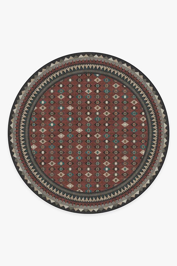 Noorani Vintage Red Rug 8' Round | Stain-Resistant