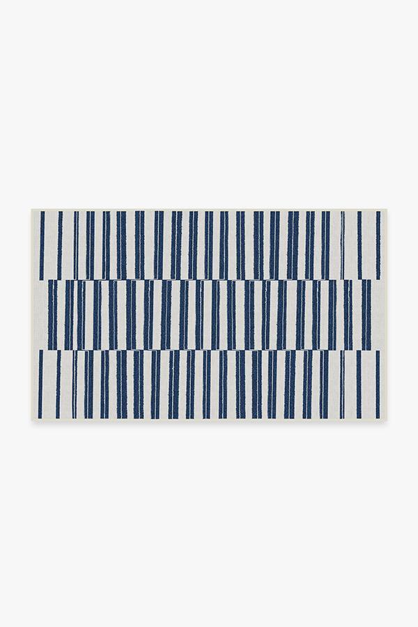 Outdoor Offset Stripe Navy Rug 3'x5' | Stain-Resistant