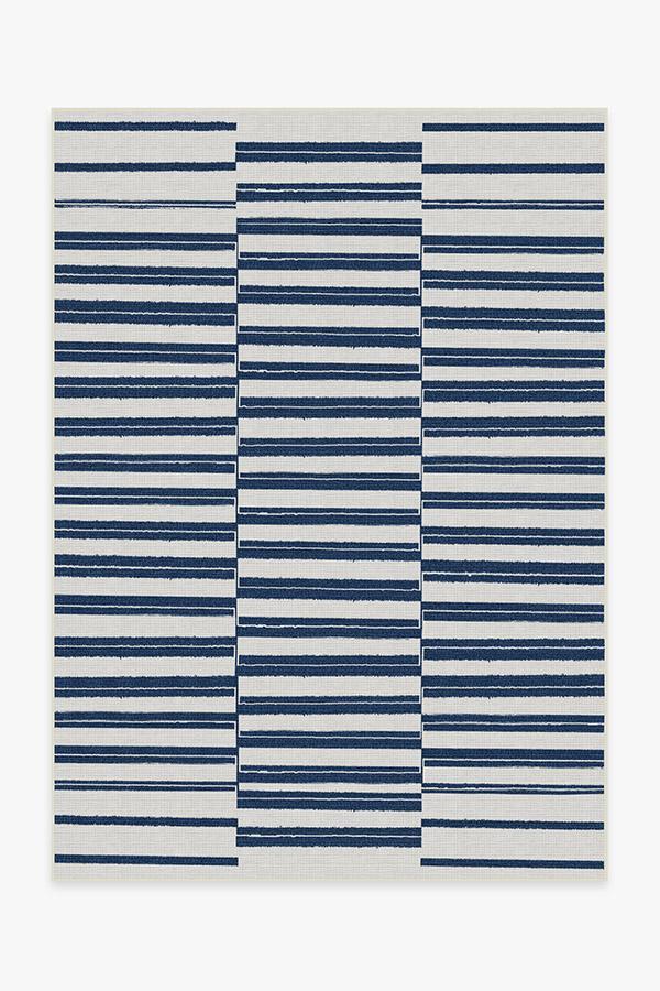 Outdoor Offset Stripe Navy Rug 5'x7' | Stain-Resistant