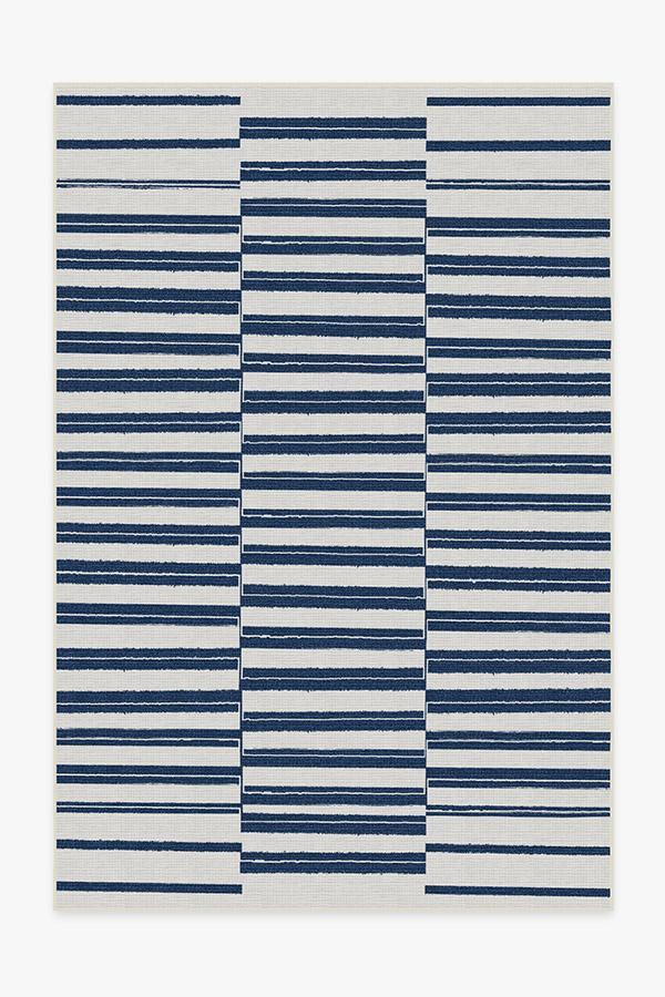 Outdoor Offset Stripe Navy Rug 6'x9' | Stain-Resistant
