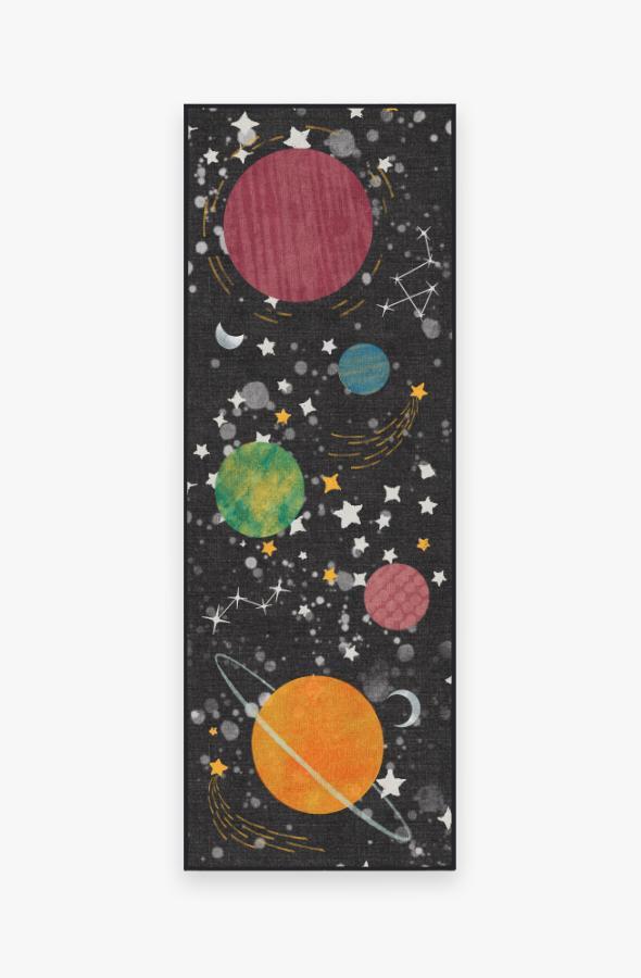 Outer Space Black Rug 2.5'x7' | Stain-Resistant