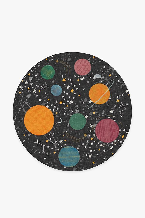 Outer Space Black Rug 6' Round | Stain-Resistant