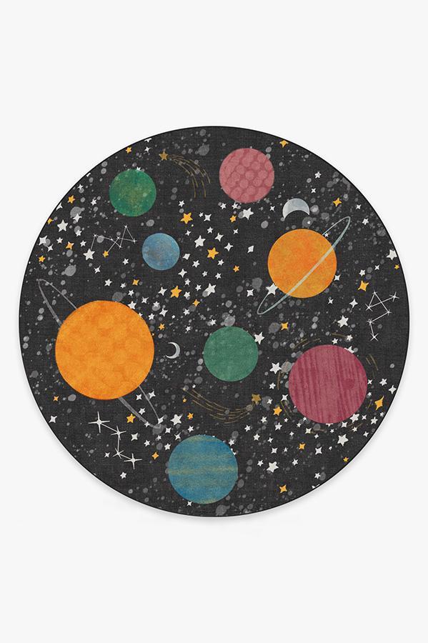 Outer Space Black Rug 8' Round | Stain-Resistant