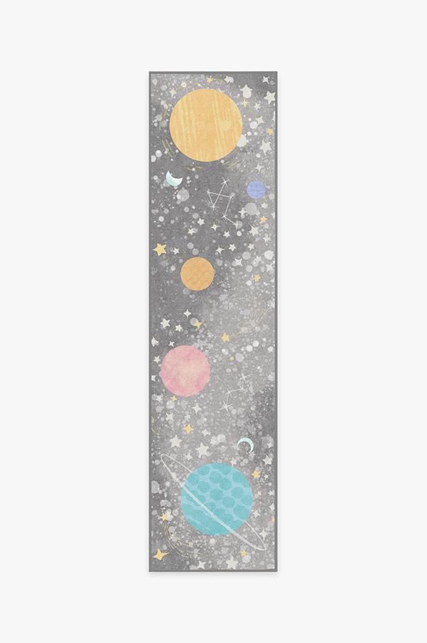 Outer Space Soft Grey Rug 2.5'x10' | Stain-Resistant