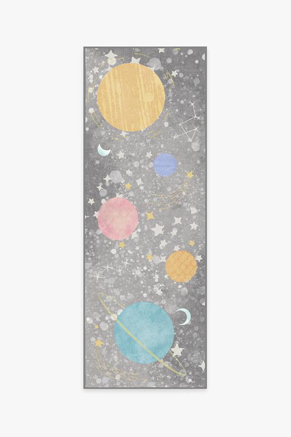 Outer Space Soft Grey Rug 2.5'x7' | Stain-Resistant