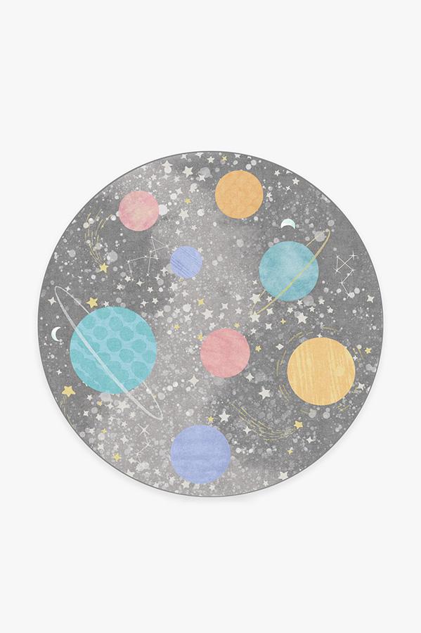 Outer Space Soft Grey Rug 6' Round | Stain-Resistant