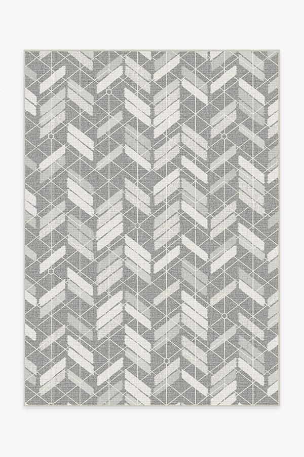Outdoor Painted Chevron Grey Rug 5'x7' | Stain-Resistant