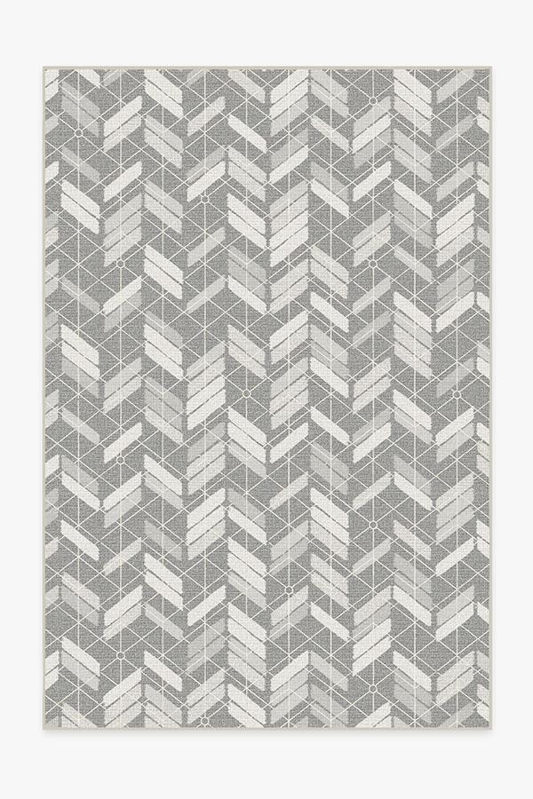 Outdoor Painted Chevron Grey Rug 6'x9' | Stain-Resistant