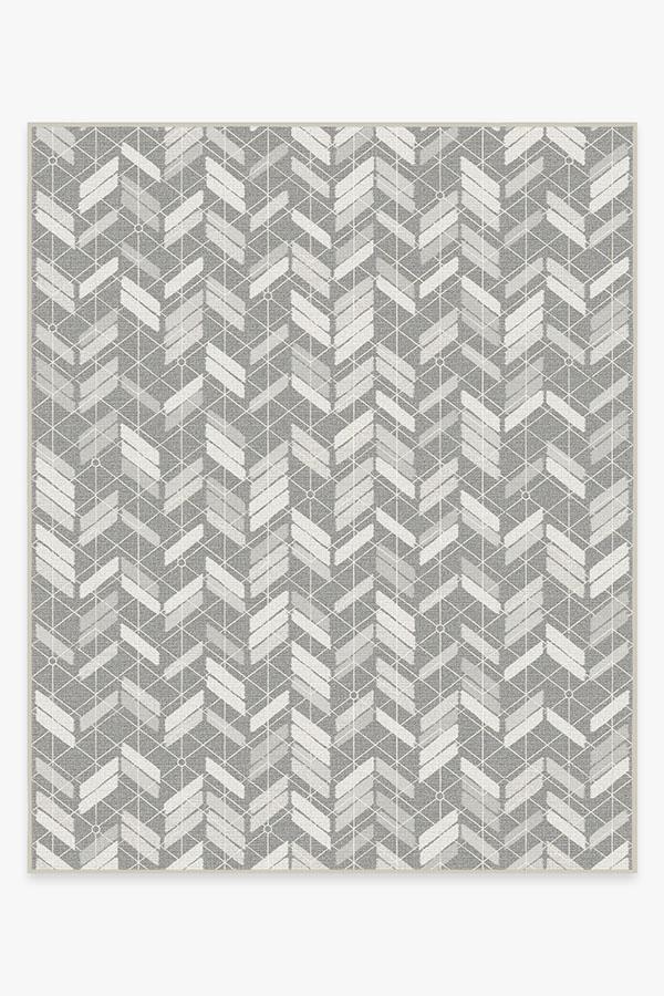 Outdoor Painted Chevron Grey Rug 8'x10' | Stain-Resistant