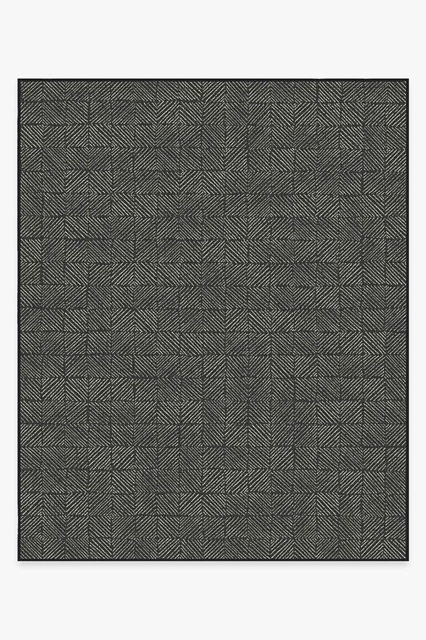 Outdoor Parquet Black Rug 8'x10' | Stain-Resistant