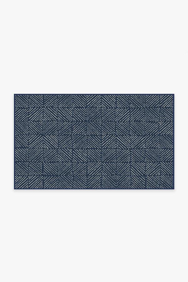 Outdoor Parquet Navy Rug 3'x5' | Stain-Resistant