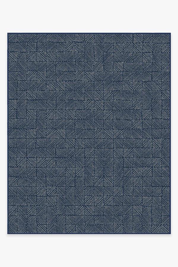 Outdoor Parquet Navy Rug 8'x10' | Stain-Resistant