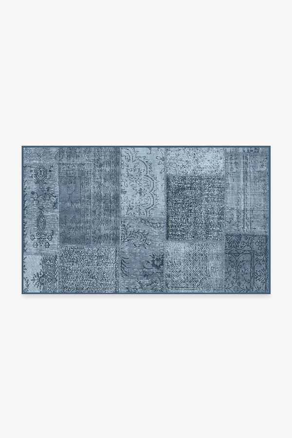 Patchwork Blue Rug 3'x5' | Stain-Resistant