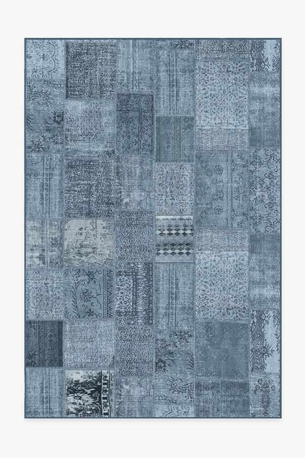 Patchwork Blue Rug 6'x9' | Stain-Resistant