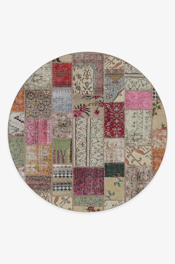 Patchwork Boho Rug 8' Round | Stain-Resistant