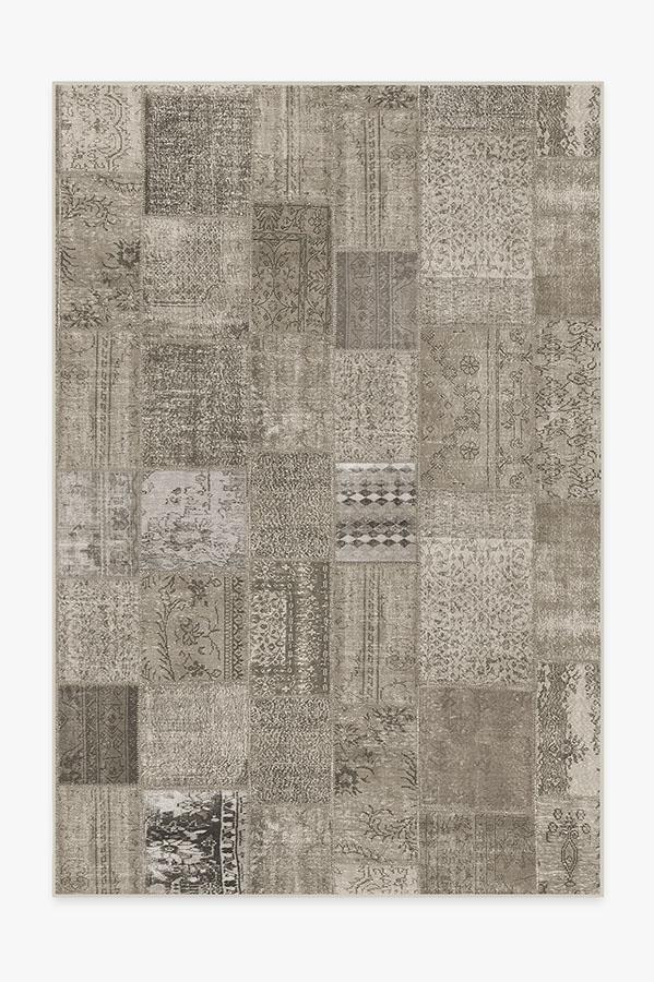 Patchwork Taupe Rug 6'x9' | Stain-Resistant