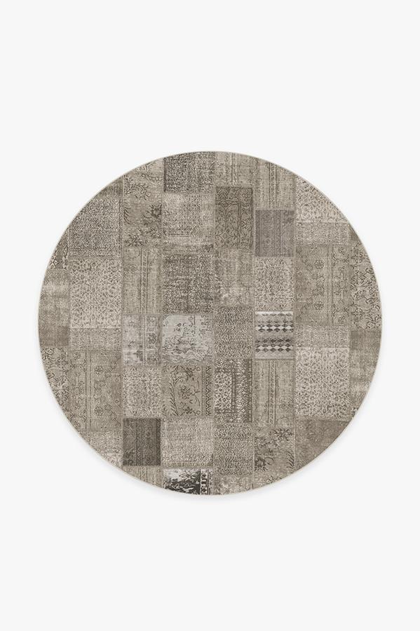 Patchwork Taupe Rug 6' Round | Stain-Resistant