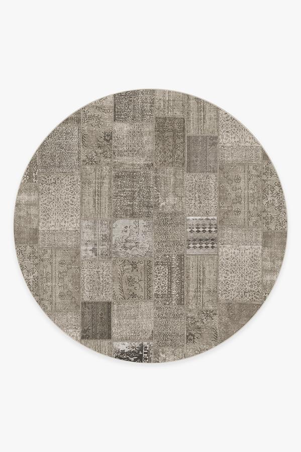 Patchwork Taupe Rug 8' Round | Stain-Resistant