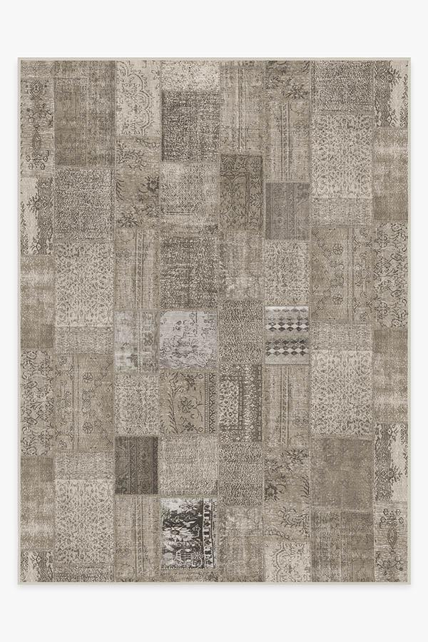 Patchwork Taupe Rug 9'x12' | Stain-Resistant