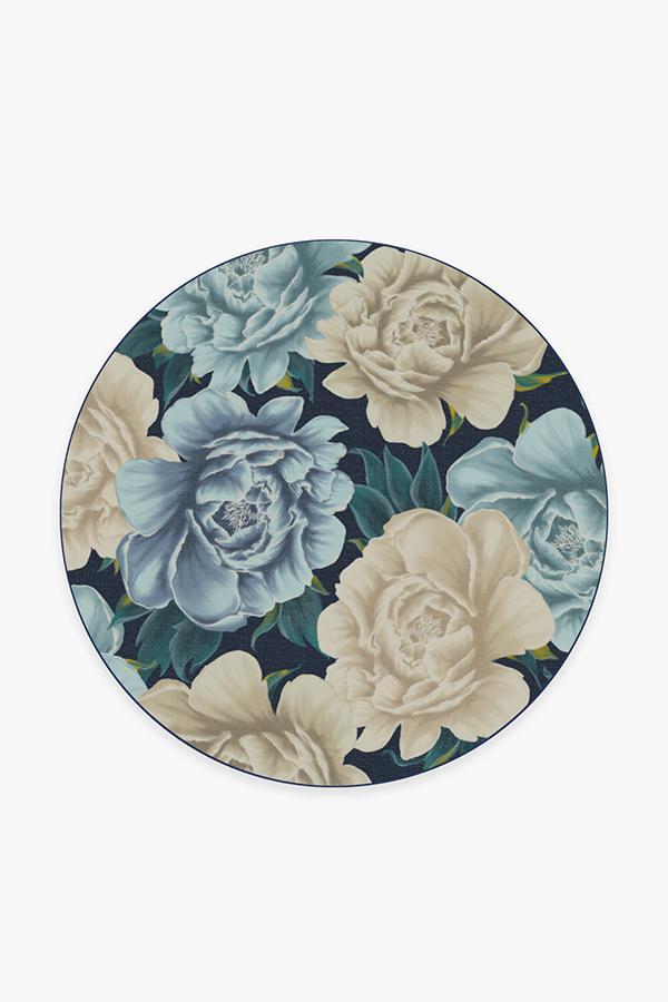 Peony Midnight Rug 6' Round | Stain-Resistant