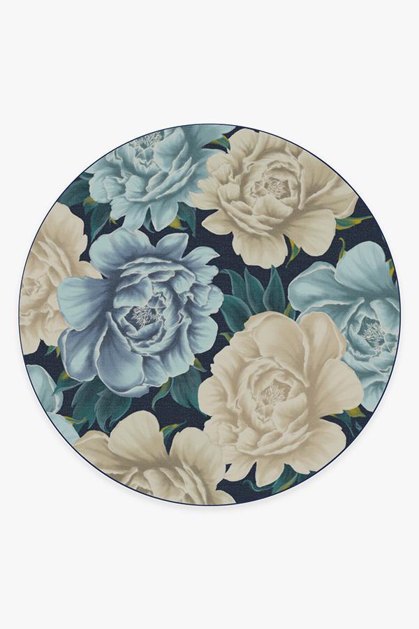 Peony Midnight Rug 8' Round | Stain-Resistant