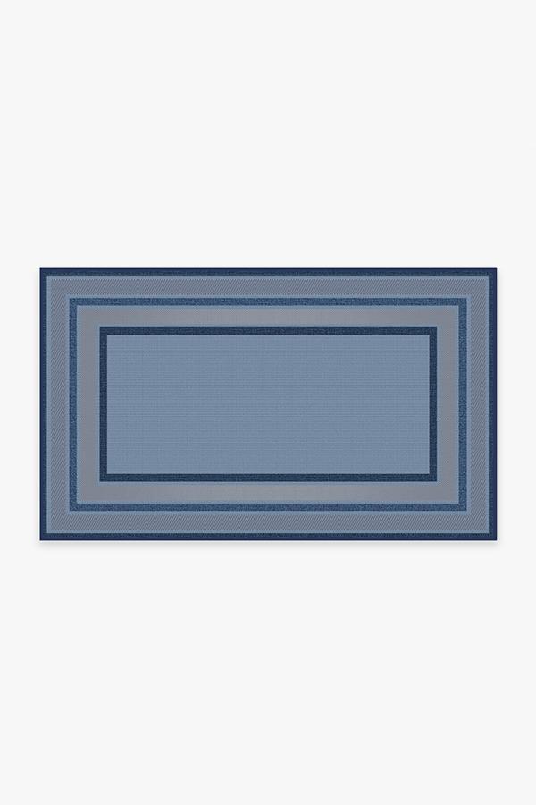 Outdoor Picnic Border Blue Rug 3'x5' | Stain-Resistant