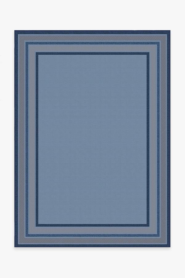 Outdoor Picnic Border Blue Rug 5'x7' | Stain-Resistant