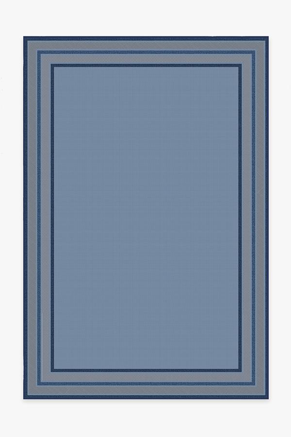 Outdoor Picnic Border Blue Rug 6'x9' | Stain-Resistant