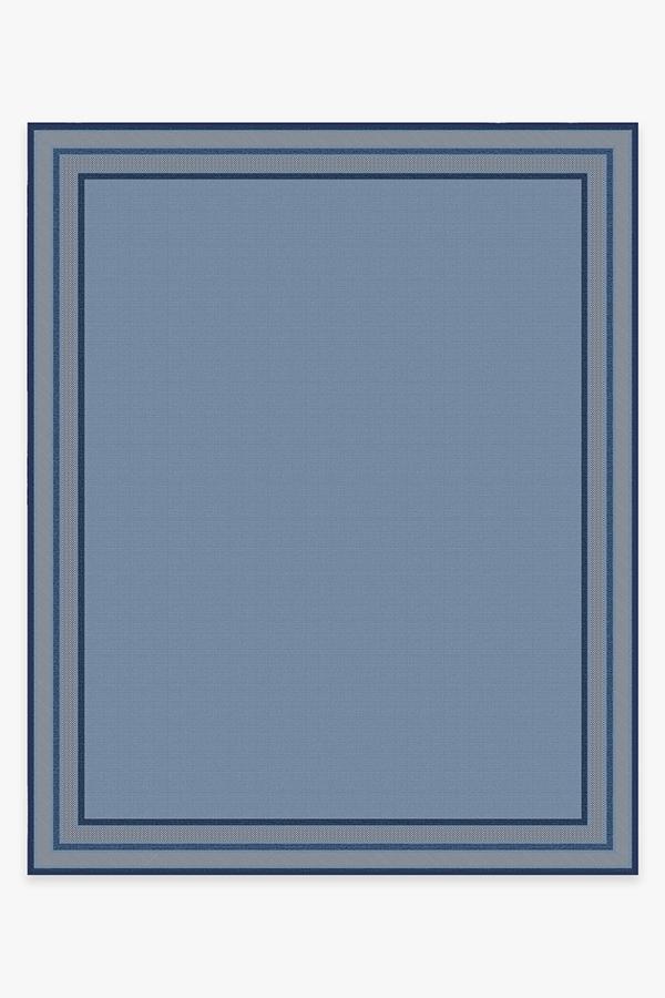 Outdoor Picnic Border Blue Rug 8'x10' | Stain-Resistant