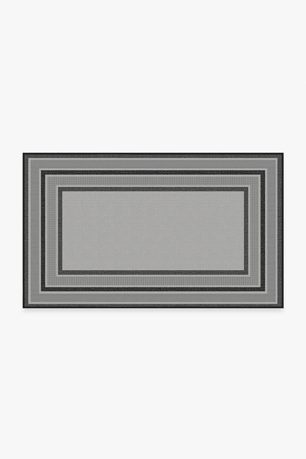 Outdoor Picnic Border Grey Rug 3'x5' | Stain-Resistant