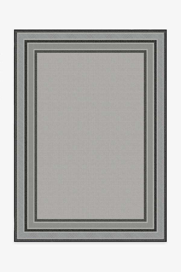 Outdoor Picnic Border Grey Rug 5'x7' | Stain-Resistant