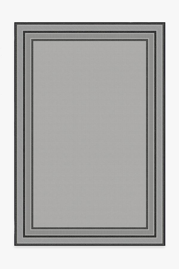 Outdoor Picnic Border Grey Rug 6'x9' | Stain-Resistant