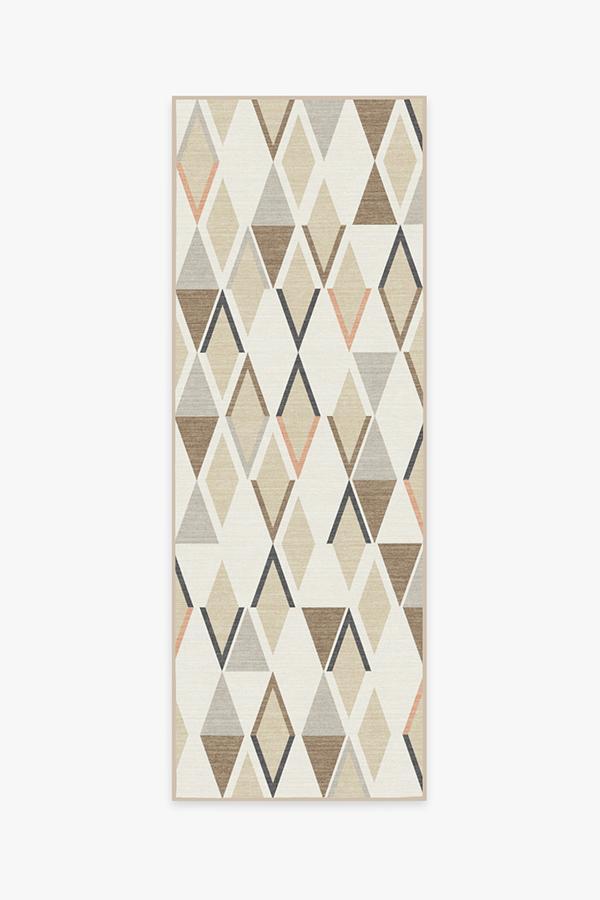 Pico Diamond Sandstone Rug 2.5'x7' | Stain-Resistant