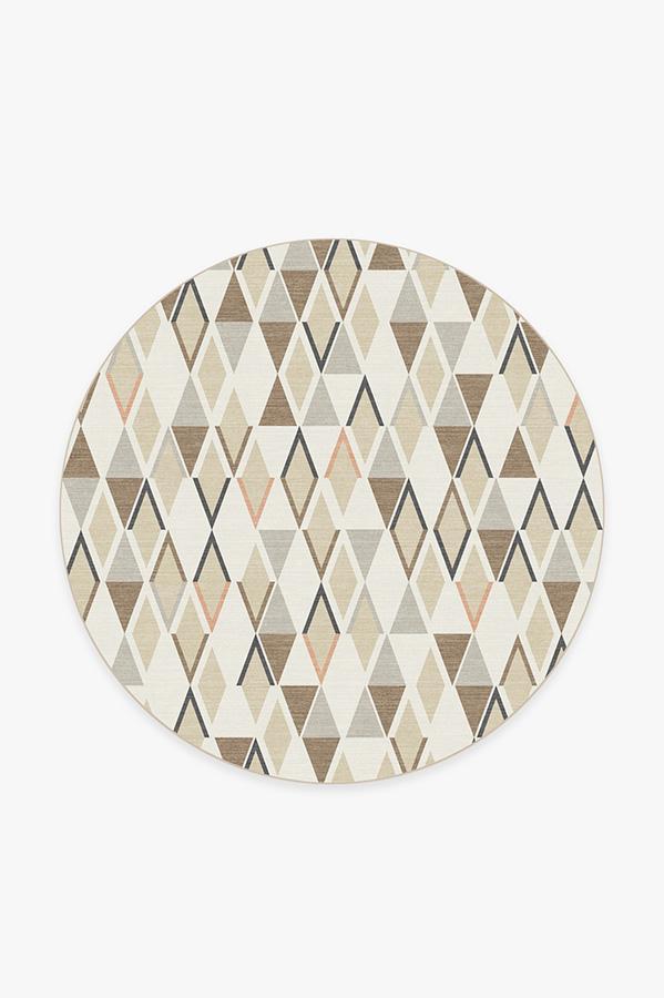Pico Diamond Sandstone Rug 6' Round | Stain-Resistant