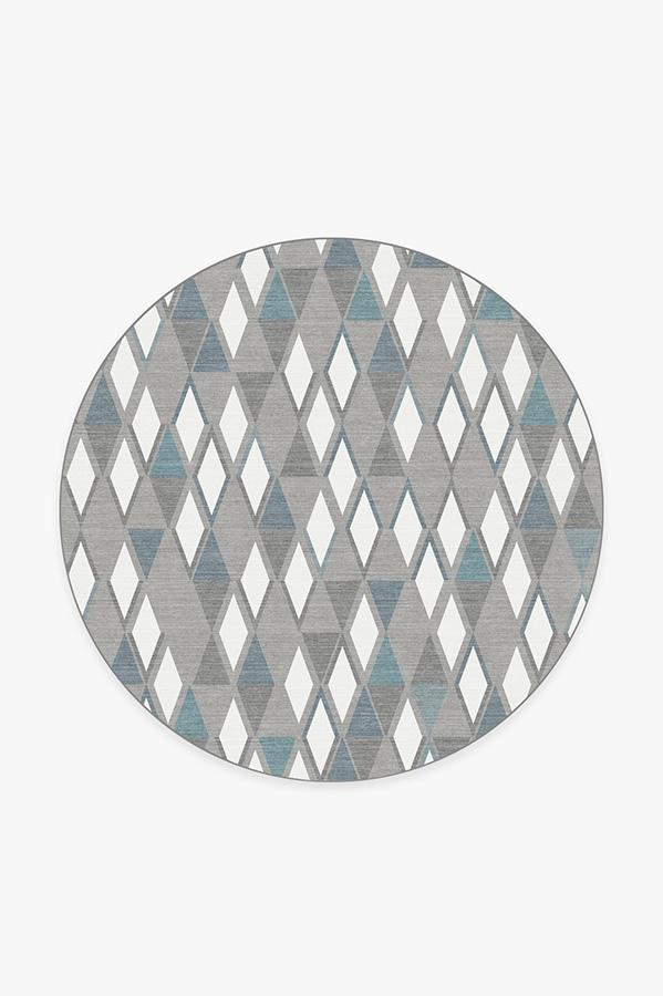 Pico Diamond Teal Rug 6' Round | Stain-Resistant
