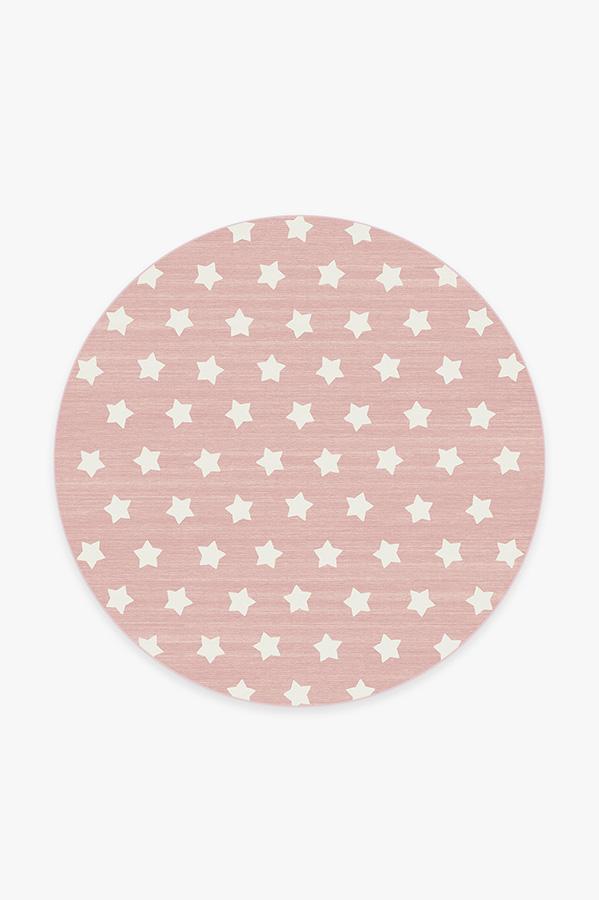 Polka Star Pink Rug 6' Round | Stain-Resistant