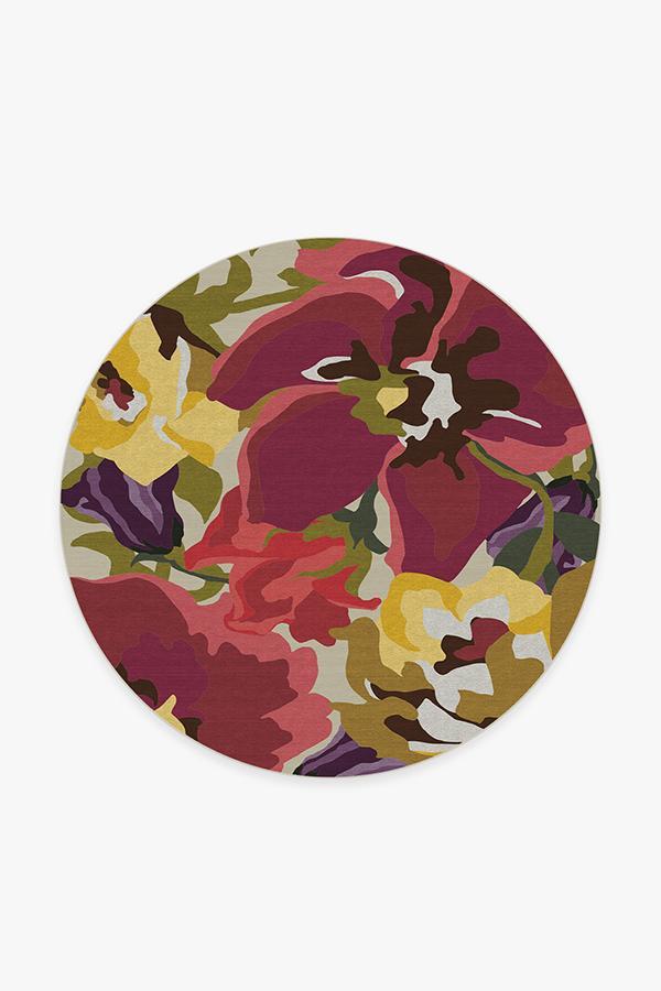 Poppy Floral Brights Rug 6' Round | Stain-Resistant