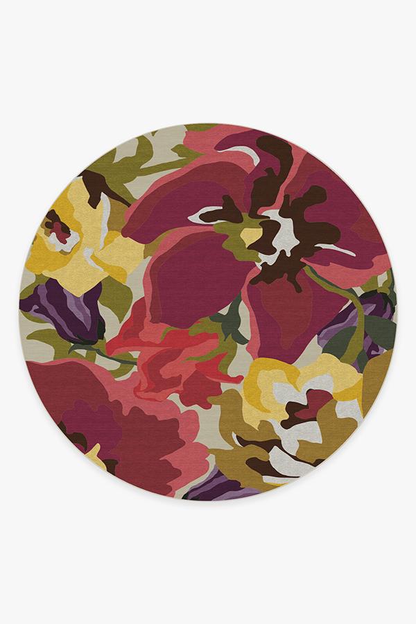 Poppy Floral Brights Rug 8' Round | Stain-Resistant