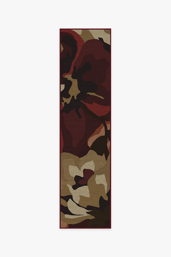 Poppy Floral Red Rug 2.5'x10' | Stain-Resistant